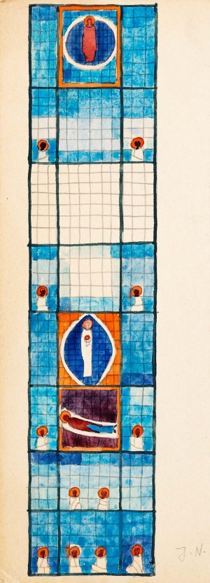 Jerzy Nowosielski (1923-2011), Design of a stained glass window for the Church of the Elevation of the Holy Cross in Jelonki, Warsaw, ca. 1971. Elevation of the Holy Cross in Warsaw's Jelonki district, ca. 1971.