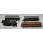 Hiszpania/Niemcy/Włochy zestaw 4 wagoników do kolejki zabawkowej skala H0