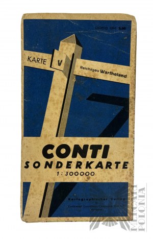 III Rzesza, MAPA KRAJU WARTY 1943 REICHSGAU WARTHELAND KARTE Conti Sonderkarte 1:300.000