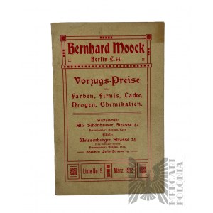 Bernhard Moock Berlin Farben, Firnis, Chemikalien reklamní kniha, 1912.