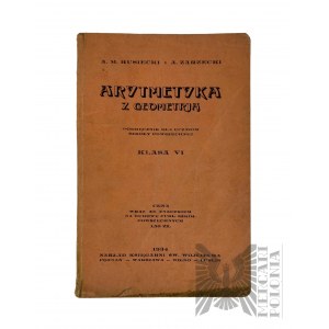 II RP - The book Arithmetic with Geography by A.M Rusiecki and A. Zarzecki St. Adalbert's Bookstore, Poznan, Warsaw, Vilnius, Lublin