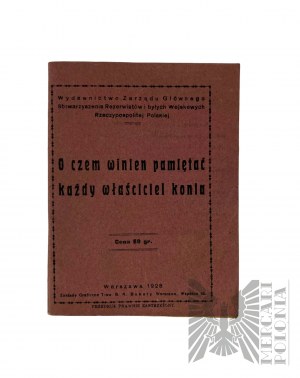 II RP - Document and Booklet About What Every Horse Owner Should Remember,1928 Warsaw Zbąszyń