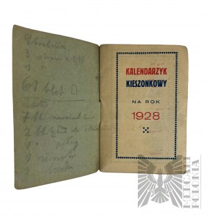 II RP - Leszno Pocket Calendar for the year 1928 by Leon Skiba. Paper Store Leszno 27 Leszczynska St.