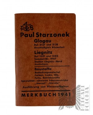 2 WW - Pocket Calendar Merkbuch 1941 Paul Starzonek Glogau Glogow