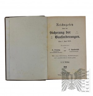 Book Germany - Sicherung der Bauforderungen 1909. Law of the Reich on the securing of building requirements. Dated June 1, 1909.