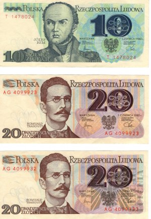 PRL Set of Three Banknotes