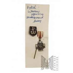 Miniature Badge Set, Home Army Cross and Wall Badge