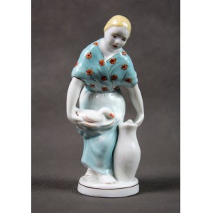 Figurka „Kobieta z gęsią”, ZPiP Chodzież, lata 50-te.