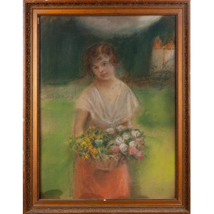 Autor neurčen, s monogramem ZS (19.-20. století), Dívka s květinami