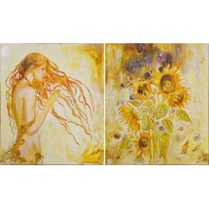 Olga Pelipas, Sunflowers, diptych, 2018