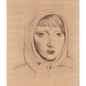 Moses (Moise) Kisling (1891 Krakau - 1953 Paris), Mädchen mit Kopftuch, 20. Jahrhundert.