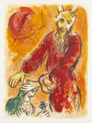 Marc Chagall (1887 Łoźno k. Witebska - 1985 Saint-Paul-de-Vence), Exodus (czerwony), 1966