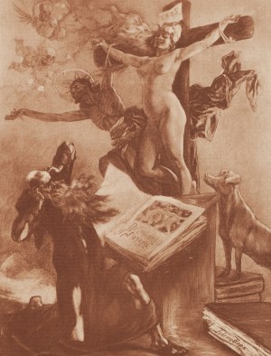 Felicien Rops (1833 Namur - 1898 Essonnes), La Tentation (Kuszenie św. Antoniego)