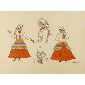 Zofia Stryjeńska (1891 Kraków - 1976 Genewa), Chłopka z Wileńszczyzny, plansza XXXVIII z teki 'Polish Peasants' Costumes', 1939