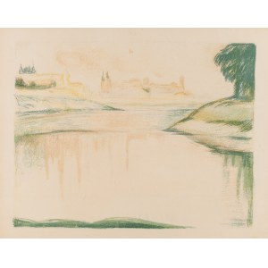 Jan Hrynkowski (1891 Lvov - 1971 Krakov), Panorama s pohledem na Wawel z portfolia Krakov. Šest autolitografií, 1928