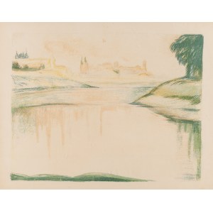 Jan Hrynkowski (1891 Lwów - 1971 Kraków), Panorama z widokiem Wawelu z teki Kraków. Sześć Autolitografii, 1928