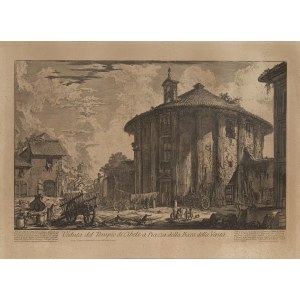 Giovanni Battista Piranesi (1720 Mogliano Veneto - 1778 Řím), Veduta del Tempio di Cibele a Piazza della Bocca della Verità z cyklu Vedute di Roma, kolem 1758
