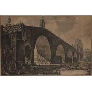 Giovanni Battista Piranesi (1720 Mogliano Veneto - 1778 Řím), Ponte Molle z cyklu Vedute di Roma, 1762