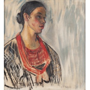 Tadeusz Pruszkowski (1888 Borucice near Łęczyca - 1942 Warsaw), Portrait of a black-haired woman