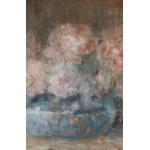 Olga Boznańska (1865 Kraków - 1940 Paris), Roses in a blue vase, 1918