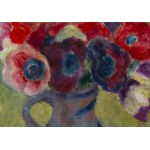 Józef Pankiewicz (1866 Lublin - 1940 La Ciotat, Frankreich), Anemonen in einem blauen Krug, 1920er Jahre.