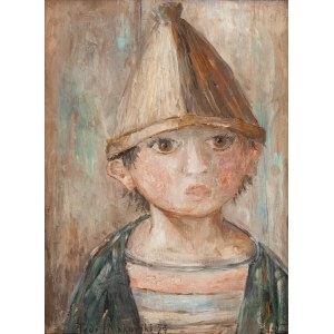 Tadeusz Makowski (1882 Oświęcim - 1932 Paryż), Popiersie chłopca w spiczastej czapce z pomponem, 1929
