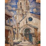 Maria Melania Mutermilch Mela Muter (1876 Warschau - 1967 Paris), Kirche unter Bäumen (recto) / Kirchenfassade mit Glockenturm (vero), 1920er-1930er Jahre.