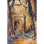 Maria Melania Mutermilch Mela Muter (1876 Warszawa - 1967 Paryż), Kościół wśród drzew (recto) / Fasada kościoła z dzwonnicą (vero), lata 20.-30. XX w.