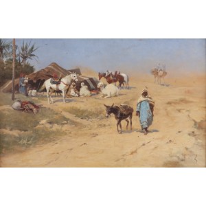 Tadeusz Ajdukiewicz (1852 Wieliczka (or Bochnia 1853) - 1916 Kraków), Desert oasis, 1898