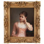 Władysław Czachórski (1850 Lublin - 1911 München), Porträt einer jungen Frau in einem rosa Kleid