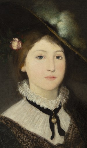 Maurycy Gottlieb (1856 Drohobycz - 1879 Kraków), Portret młodej kobiety w kapeluszu, 1879