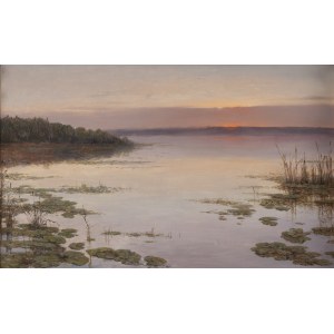 Józef Rapacki (1871 Warschau - 1929 Olszanka bei Skierniewic), Zachód słońca nad rozlewiskiem (Teich am Abend)