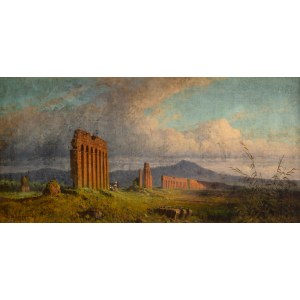 Aleksander Swieszewski (1839 Warschau - 1895 München), Landschaft mit den Ruinen eines römischen Aquädukts, 1882