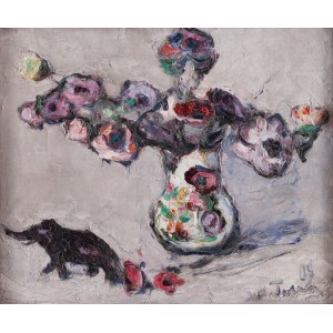 Włodzimierz Terlikowski (1873 Poraj bei Łódź - 1951 Paris), Stillleben mit Blumen und Elefantenfigur, 1919