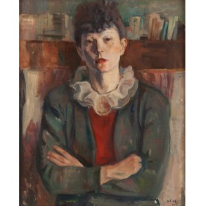 Adolf Milich (1884 Tyszowice pri Zamośći - 1964 Paríž), Portrét ženy s volánovým golierom, 1942