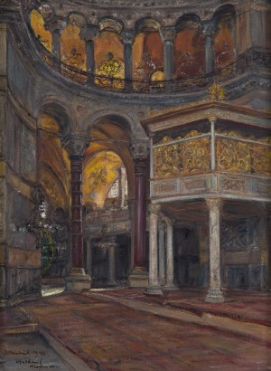 Wlastimil Hofman (1881 Praga - 1970 Szklarska Poręba), Wnętrze Hagia Sophia w Stambule, 1940