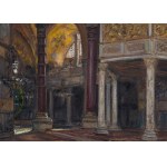 Wlastimil Hofman (1881 Prag - 1970 Szklarska Poręba), Innenraum der Hagia Sophia in Istanbul, 1940