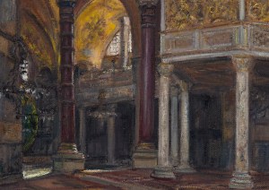 Wlastimil Hofman (1881 Praga - 1970 Szklarska Poręba), Wnętrze Hagia Sophia w Stambule, 1940