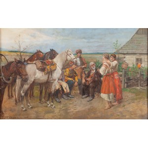 Antoni Piotrowski (1853 Nietulisko Duże pri Kunove - 1924 Varšava), Spotkanie z wędrownym grajkiem, 1919