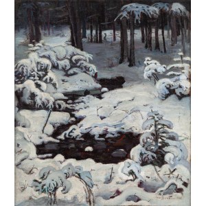 Leon Rosenblum (1883 Krakau - 1943 Auschwitz), Waldbach im Wintergewand, 1905