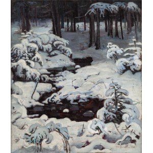 Leon Rosenblum (1883 Krakov - 1943 Osvienčim), Lesný potok v zimnom rúchu, 1905