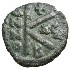 Mauricie Tiberius 583-602, 20 Nummi (půlfollis) r. 598-599