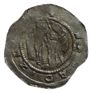 Vladislav II. 1140-1172, denár Cach 587 na rubu 2 kuličky vlevo