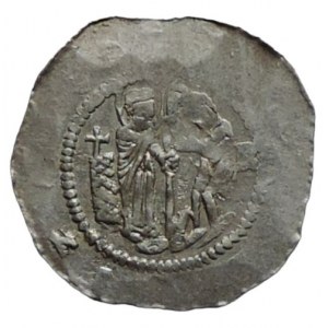 Vladislav II. 1140-1172, denár Cach 587 na líci písmeno R vpravo