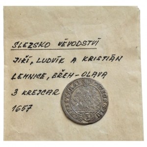 Lehnice-Břeh, Jiří, Ludvík a Christian 1653-1663, 3 krejcar 1657 EW Břeh-Weiss