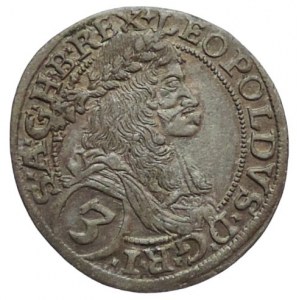 Leopold I. 1657-1705, 3 krejcar 1673 Vídeň-Faber
