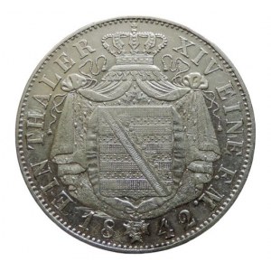 Sasko-Albertinská linie, Fridrich August II. 1836-1854, tolar konvenční 1842 G KM.1148