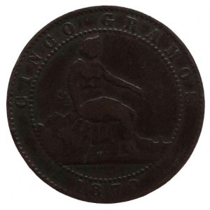 Španělsko, 5 centimes 1870