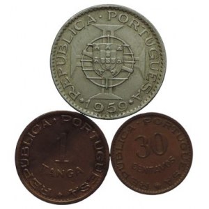 Portugalská Indie, 6 escudos 1959 + 1 Tanga 1947 + 30 centavos 1958 3ks
