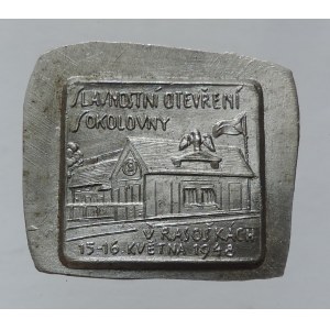 VŠESOKOLSKÉ SLETY - ODZNAKY, sokolský odznak Sokolovna v Rasoškách 1948 jednostr.